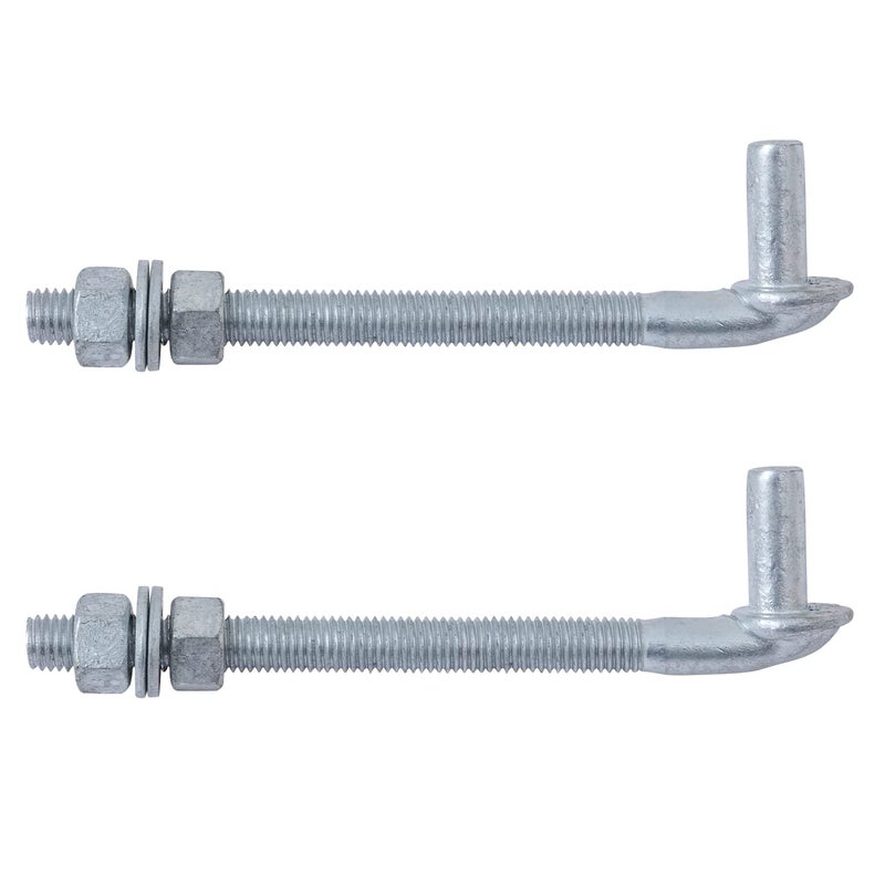 VIVIDA J-Bolt Gate Hinge 8"", VIVIDA J-Bolt Post Hinge with 5/8"" Gate Hinge Pin, J-Bolt Gate Hinge for Chain Link Fence, Galvanized Gate Hinge, Nuts & Washers Included, 2 Pack - Image 1